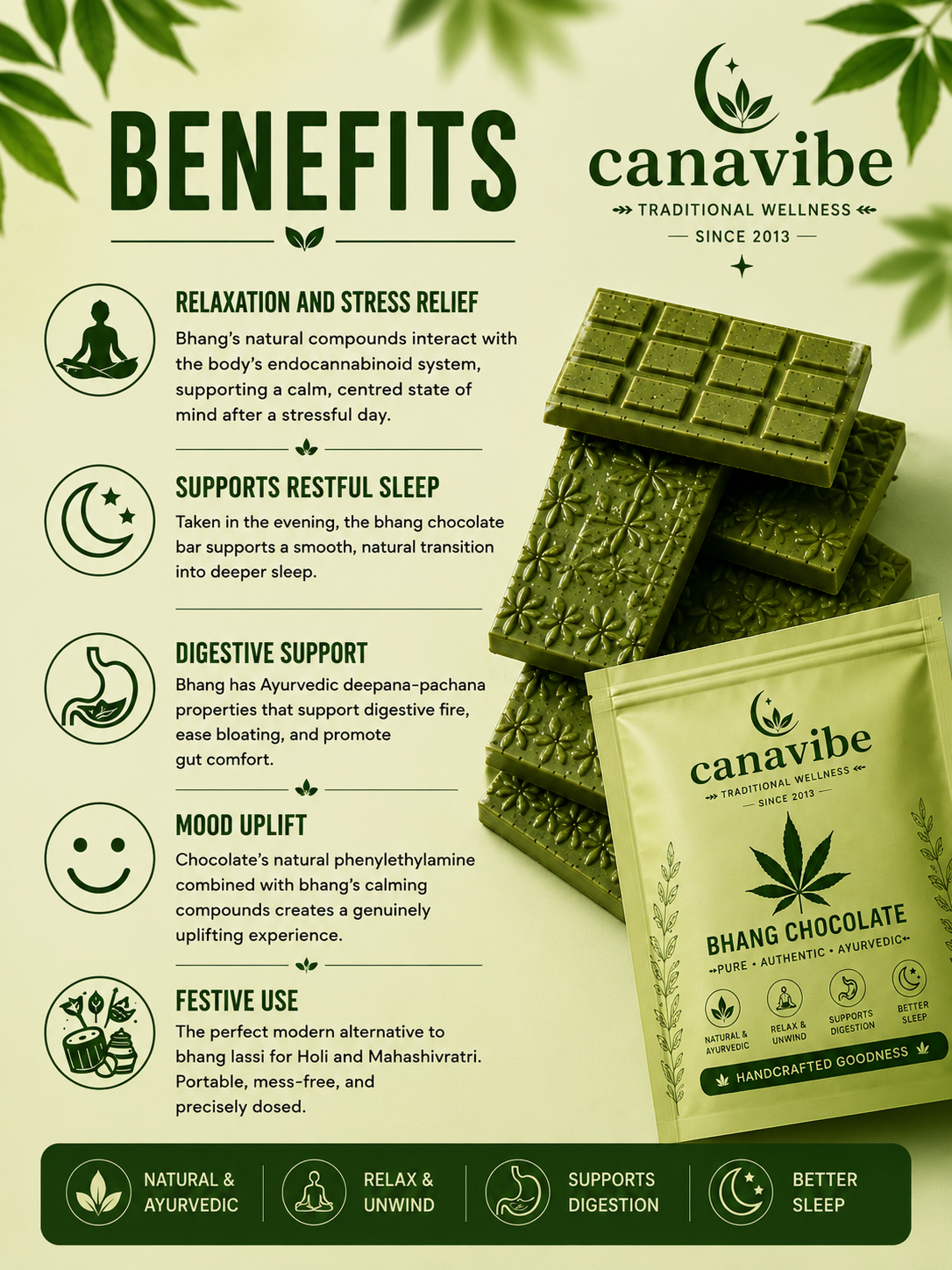 Canavibe Bhang Chocolate Bar – Green Vijaya Herb Chocolate | Buy Online | Canavibe